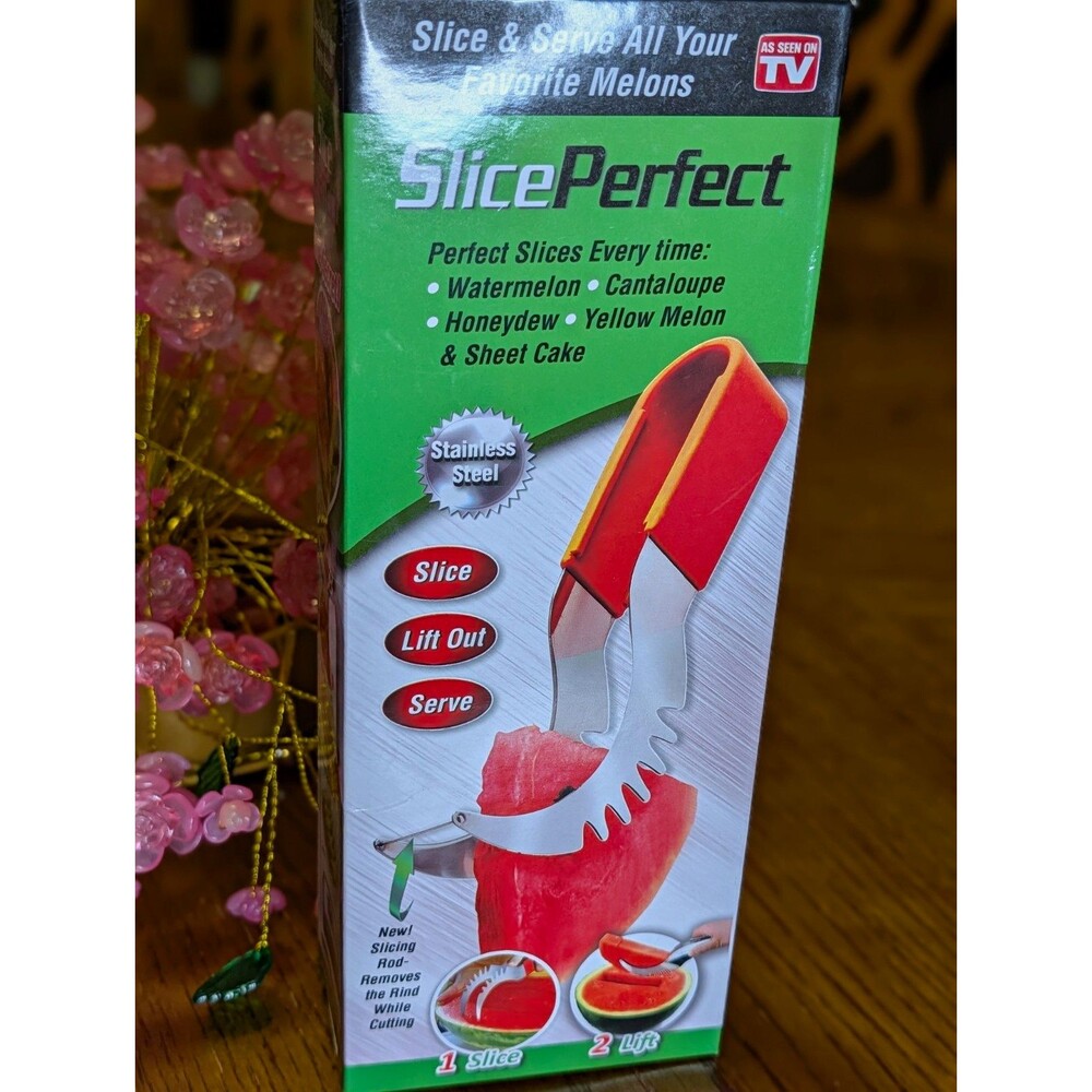 As Seen On TV Slice Perfect Manual Fruit Slicer, Dishwasher Safe Red/Silver